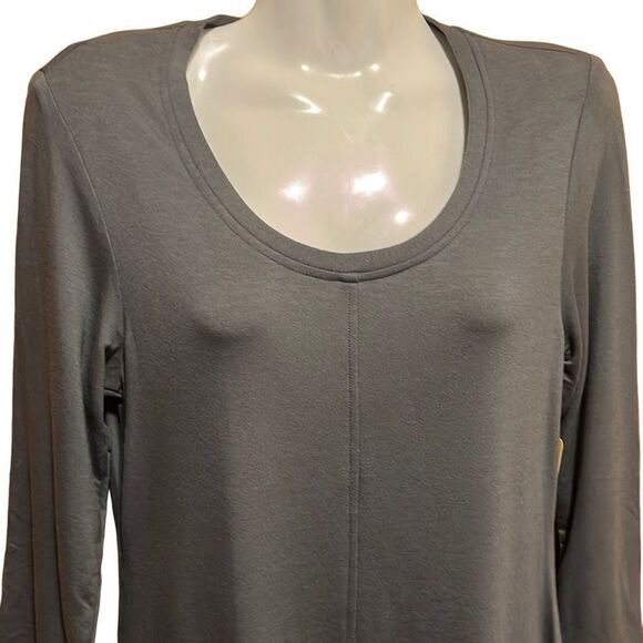 Flax In Motion Top Size XS Gray U Neck Tunic 3/4 Sleeve Oversized Lagenlook NWT - Picture 2 of 7